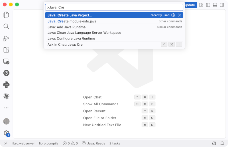 nuovo progetto con vscode